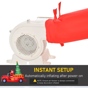 English Elm Homcom 7.5Ft Inflatable Santa In Fire Truck With Led Lights - Festive Outdoor Christmas Decoration! W2225P249948