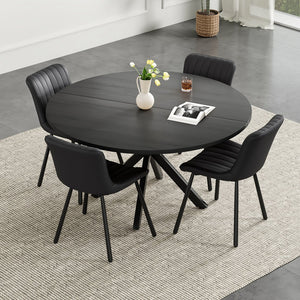English Elm 47 Inch Round Dining Table For 4-6, Mid-Century Modern Wood Table With Sturdy Base & Versatile Use T3623P380322