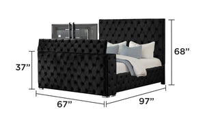 English Elm Encore Modern 5-Piece Queen Bedroom Set In Black - Upholstered Tufted Bed, Dresser & Nightstand B009S01701