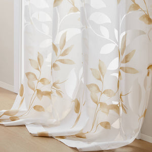 JLA Home Madison Park - Burnout Botanical Curtain Panel with OEKO-TEX Fabric, Silver Grommets, Textured Layered Print for Modern Rooms Yellow MP40-7434