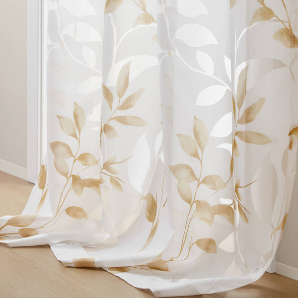 JLA Home Madison Park - Burnout Botanical Curtain Panel with OEKO-TEX Fabric, Silver Grommets, Textured Layered Print for Modern Rooms Yellow MP40-7434