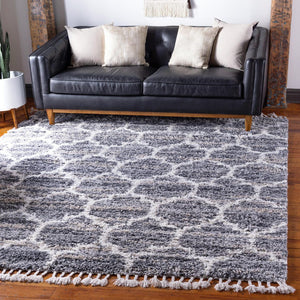 Unique Loom Hygge Shag Trellis Machine Made Trellis Rug Gray, Beige/Ivory 8' 0" x 8' 0"