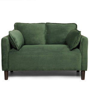 English Elm 48" Corduroy Compact Loveseat with Side Pocket Solid Wood Frame for Small Spaces Dark Green W2715P409866