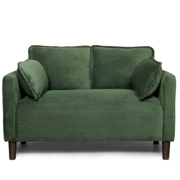 English Elm 48" Corduroy Compact Loveseat with Side Pocket Solid Wood Frame for Small Spaces Dark Green W2715P409866
