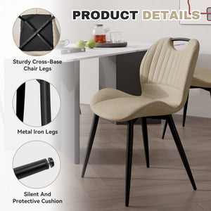 English Elm Dining Chair Set Of 2 Modern Pu Leather Armless Side Chairs With Comfy Backrest And Solid Wood Legs T3950P396418