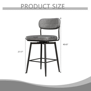English Elm 360 Swivel Bar Stools Set of 2 Pu Leather Industrial Iron Frame Kitchen Counter W1727P251186