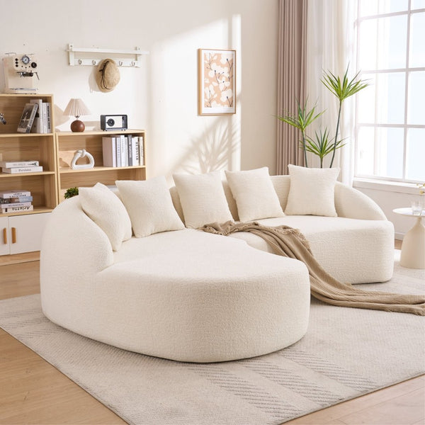 English Elm New Chenille L-shaped Sectional Curved Chaise Modular Sofa for Modern Living Spaces W2231S00053