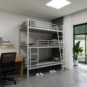 English Elm Black Metal Loft Bed with Built-in Desk Rgb Led Lighting and Charging Station White W1671S00003