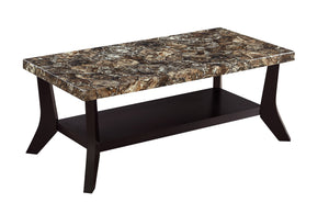 English Elm Faux Marble Tops 3-Piece Table Set with Built-In Shelves, Rectangular Coffee & Two End Tables Brown B011P405669