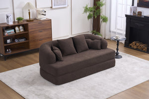 English Elm (old Sku W2231p392100) Chenille Sleeper Sofa Foldable Convertible Loveseat with Four Pillows Brown W2231P466739