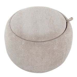 English Elm Tray Pouf Ottoman - Chic Multi-Functional Accent With Natural Wood Top And Hidden Storage Options B202P223754-GIGA