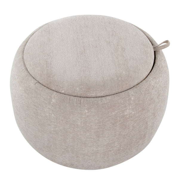 English Elm Tray Pouf Ottoman - Chic Multi-Functional Accent With Natural Wood Top And Hidden Storage Options B202P223754-GIGA