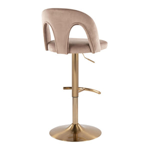 English Elm Adjustable Swivel Barstools Set of 2 White Fabric Padded Seats Chrome Base Taupe B202S01956
