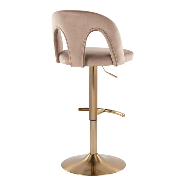 English Elm Adjustable Swivel Barstools Set of 2 White Fabric Padded Seats Chrome Base Taupe B202S01956
