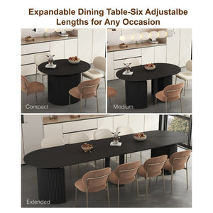 English Elm Extendable Wood Console Dining Table Seats Ten Open Leg Design for Home or Office Black W1321S00055