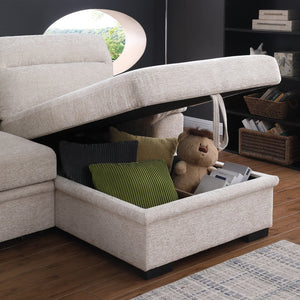 English Elm Kipling Chenille Sleeper Sectional with Storage Chaise and Built-in Usb Charging Beige B061S00833