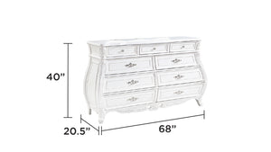 English Elm Opulence 9-Drawer Dresser In Pearl White – Vintage Charm Meets Modern Functionality For Your Bedroom B009P240961