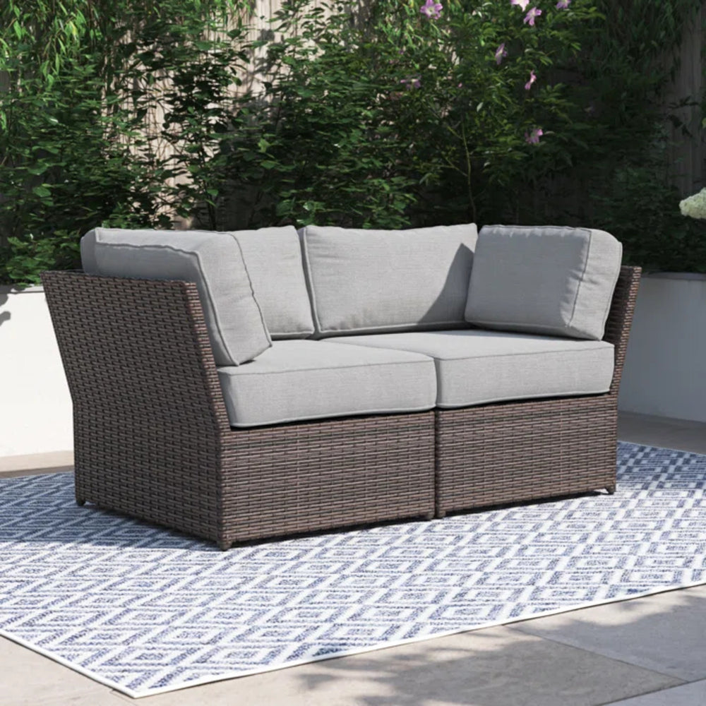 English Elm Fully Assembled 66" Outdoor Wicker Loveseat With Plush Cushions – Durable, Low-Maintenance Patio Seat B120S00180
