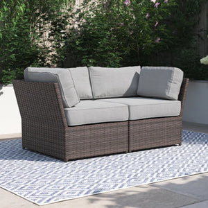 English Elm Fully Assembled 66" Outdoor Wicker Loveseat With Plush Cushions – Durable, Low-Maintenance Patio Seat B120S00180