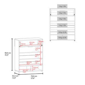 English Elm Alpine 3-Tier Shoe Rack with Drawer and Five Shelves — Compact White MDF Organizer for Entryways B200P335333