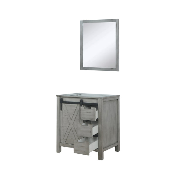 English Elm Ash Grey Bath Vanity Set With 28-Inch Mirror, Stylish Storage, And Easy Installation For Modern Bathrooms B2731S00925