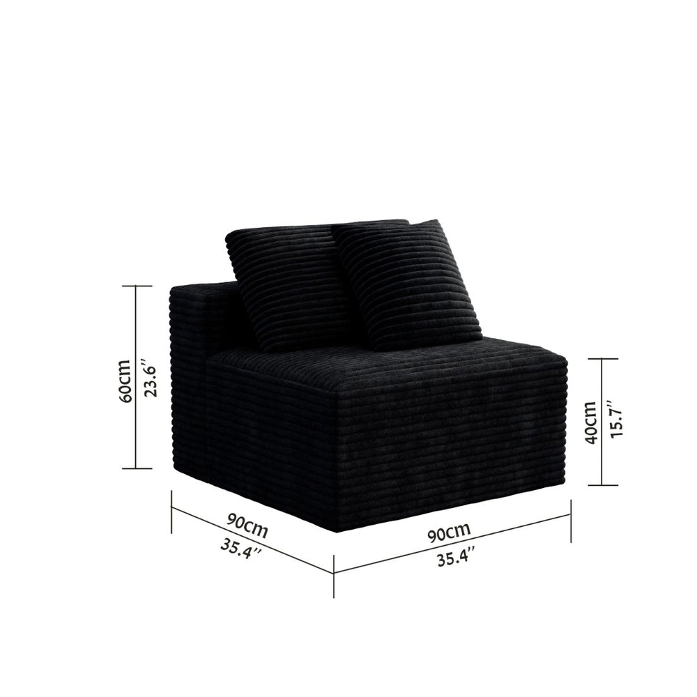 English Elm Sp-009m-black-1u Modular Corduroy Sectional with Reversible Chaise for Modern Living Rooms W3819P448406