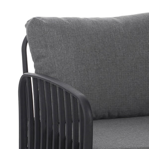 English Elm Christopher Knight Home® - 5 Modern Patio Conversation Set with Deep Seating, Waterproof Cushions, Glass Coffee Table, Durable Black+ Gray N780P19945449B