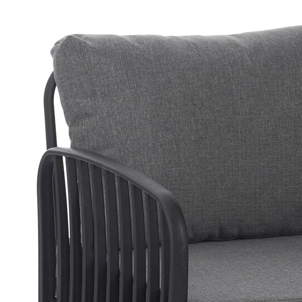 English Elm Christopher Knight Home® - 5 Modern Patio Conversation Set with Deep Seating, Waterproof Cushions, Glass Coffee Table, Durable Black+ Gray N780P19945449B