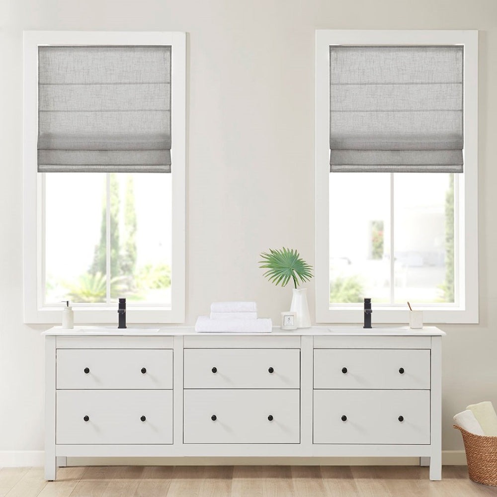 English Elm Light Filtering Cordless Roman Shade Woven Polyester Linen Blend for Any Room B035129756