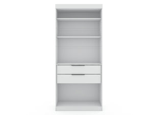 English Elm Mulberry 36" Wardrobe Closet with Adjustable Shelves, Sleek Aluminum Handles, Space-Saving Design White B365S00004