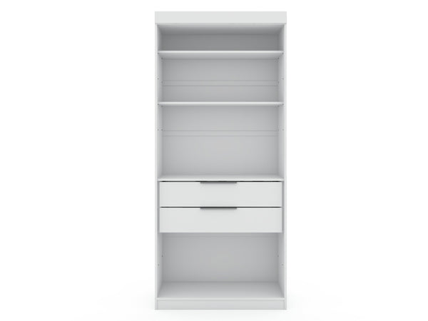 English Elm Mulberry 36" Wardrobe Closet with Adjustable Shelves, Sleek Aluminum Handles, Space-Saving Design White B365S00004