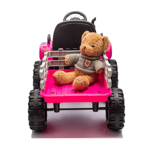 English Elm Ride on Electric Tractor Toy with Trailer 24v 400w Dual Motors Remote Control Led Red W1578P193902