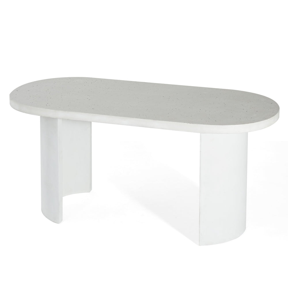 English Elm Christopher Knight Home® - Ellis Oval 67.5" Modern Outdoor Concrete Dining Table - White Terrazzo For Stylish Gatherings N773P285999T_N773P286000T