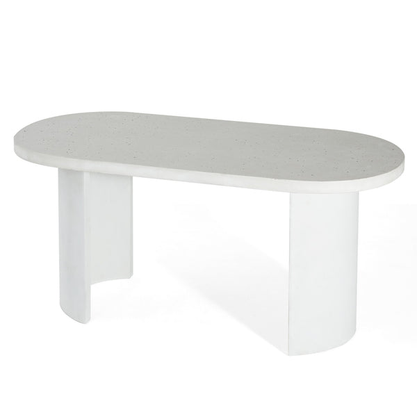 English Elm Christopher Knight Home® - Ellis Oval 67.5" Modern Outdoor Concrete Dining Table - White Terrazzo For Stylish Gatherings N773P285999T_N773P286000T