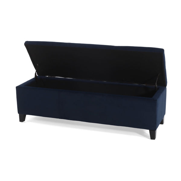 English Elm Indoor Tufted Upholstered Storage Bench with Lift Top Hidden Compartment for Entryway Dark Blue N779P396200D