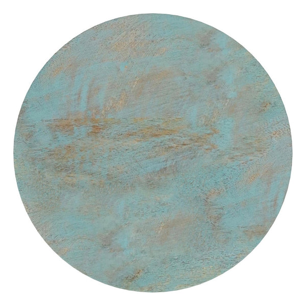 English Elm Boyd Hand-carved Solid Mango Wood Accent Table with White Finish for Modern Living Teal B136P414665