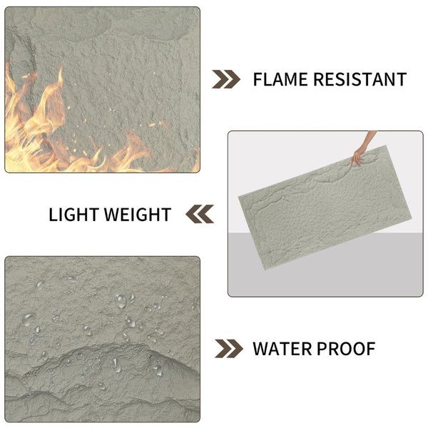 English Elm 3d Faux Stone Pu Wainscoting Panels Lightweight Waterproof Interior Accent Wall Set Light Gray W347P478067