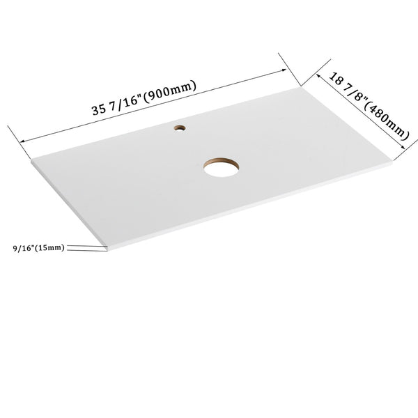 English Elm 36'' Floating Wall Mounted Bathroom Vanity Plywood Build with Soft Close Drawer W999P285411