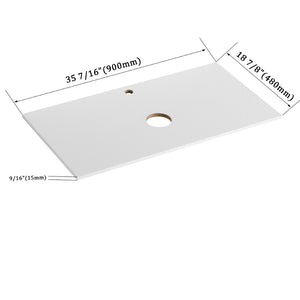 English Elm 36'' Floating Wall Mounted Vanity with Art Ceramic Vessel Sink and Soft Close Drawer W999S00363