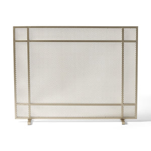 English Elm Christopher Knight Home® - FIRE Markus Modern Single Panel Iron Firescreen with Brushed Silver Finish, Minimalist Mesh Guard Gold 65183.00GLD