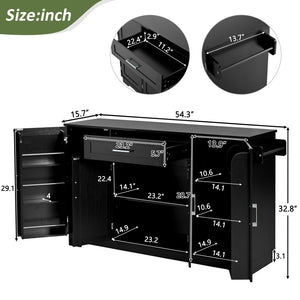 English Elm U_style Contemporary Buffet Cabinet Melamine Mdf Dining Room Storage with Adjustable Shelves Black N711P437643B