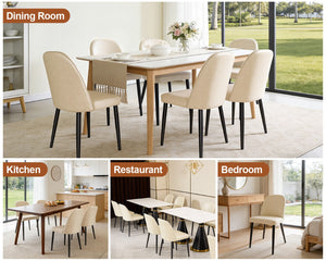 English Elm Beige Pu Leather Armless Dining Chair Set of 4 with Matte Black Iron Legs Modern Beige T3967P497816