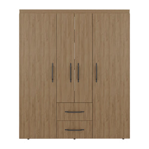 English Elm Valier Wardrobe Armoire with Shelving Drawers and Hanging Space in Walnut Finish Natural B097S00248