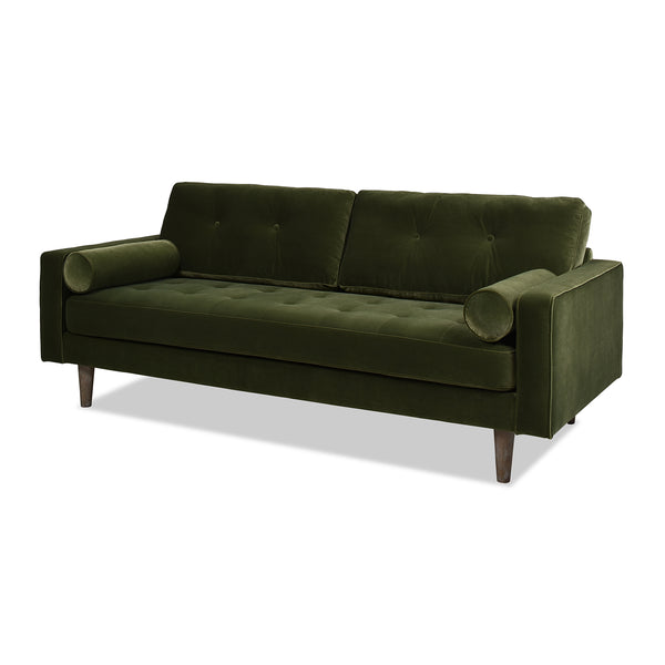 English Elm Jennifer Taylor Home - Nicholas 83.5" Mid-Century Sofa in Olive Performance Velvet — Durable Hardwood Frame, Plush Support B2719P238301