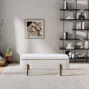 English Elm Sarna Boucle Upholstered Storage Bench with Lift Top for Bedroom or Entryway B183P255305