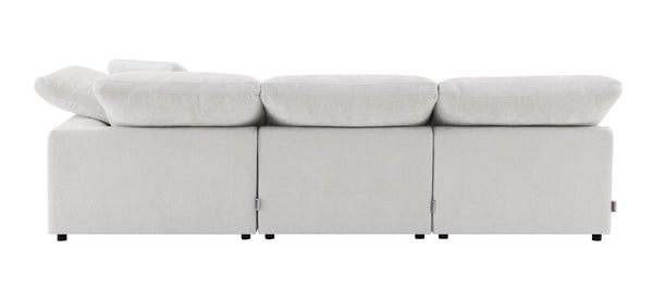 English Elm Naveen Ivory Linen 4-Piece Modular Sectional Set With Ottoman For Customizable Comfort & Style B2726S00421