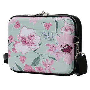 English Elm 6 Piece Hardshell Abs Travel Set with Spinner Wheels Combination Lock and Toiletry Bag Green & Pink Flower N732P391160F