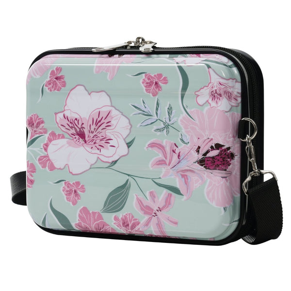 English Elm 6 Piece Hardshell Abs Travel Set with Spinner Wheels Combination Lock and Toiletry Bag Green & Pink Flower N732P391160F