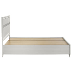 English Elm Orchid White Queen Storage Bed with Built-In Drawers, Ergonomic Pulls, Classic Panel Style, Sturdy Headboard - Space-Saving Elegance B062S00686
