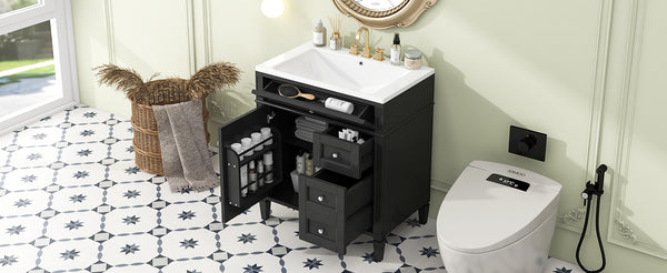 English Elm 30'' Modern Bathroom Vanity With Sink, Stylish Storage Cabinet & Tip-Out Drawer For Organized Elegance SW000122AAB-2